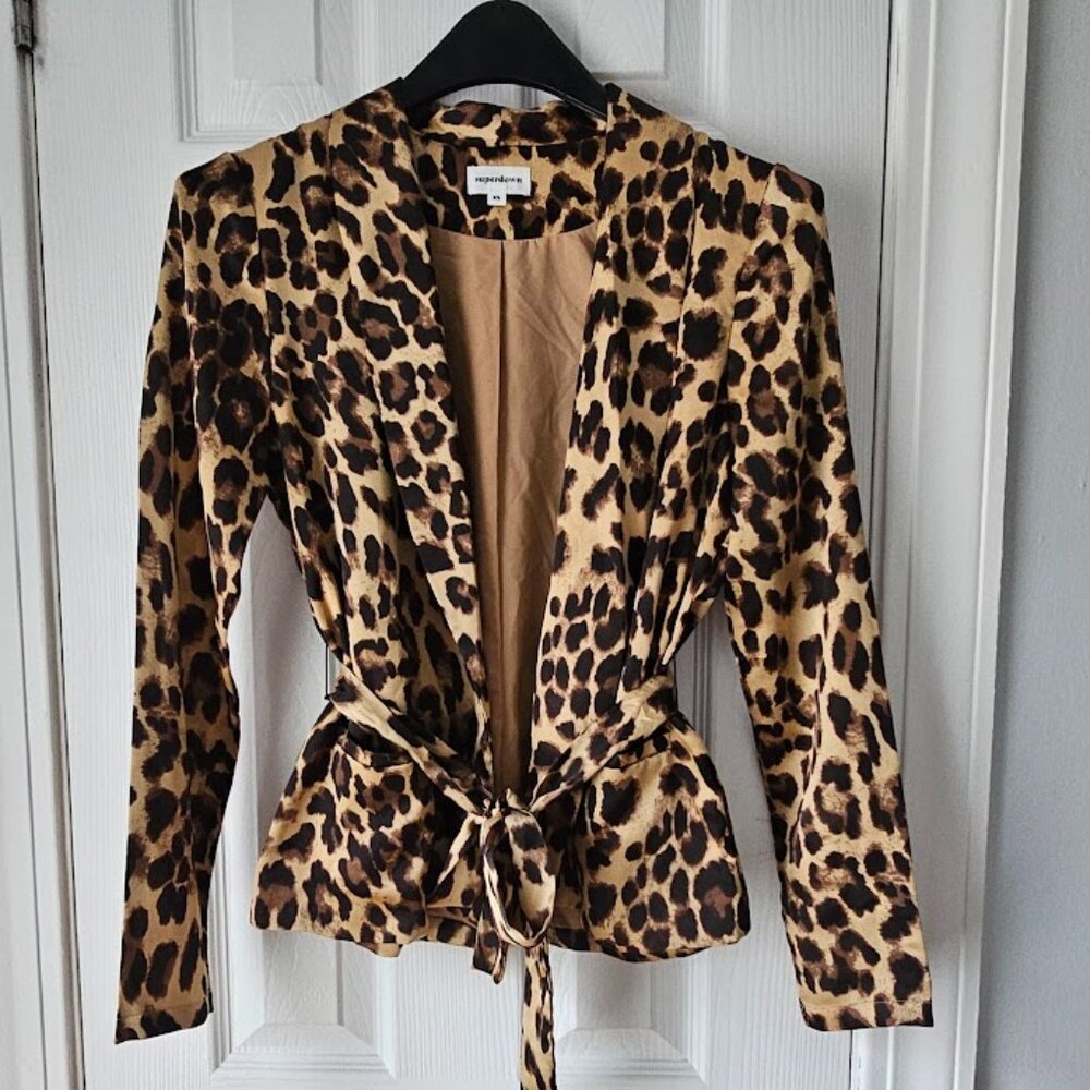 Leopard Satin Blazer